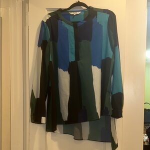 Crosby Blue and Green Colorblock Top